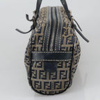 FENDI Zucchino Canvas Hand Bag Navy Silver105071