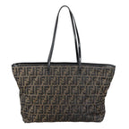 FENDI Zucca Canvas Quilted Tote Bag Brown Black105094