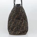 FENDI Zucca Canvas Quilted Tote Bag Brown Black105094