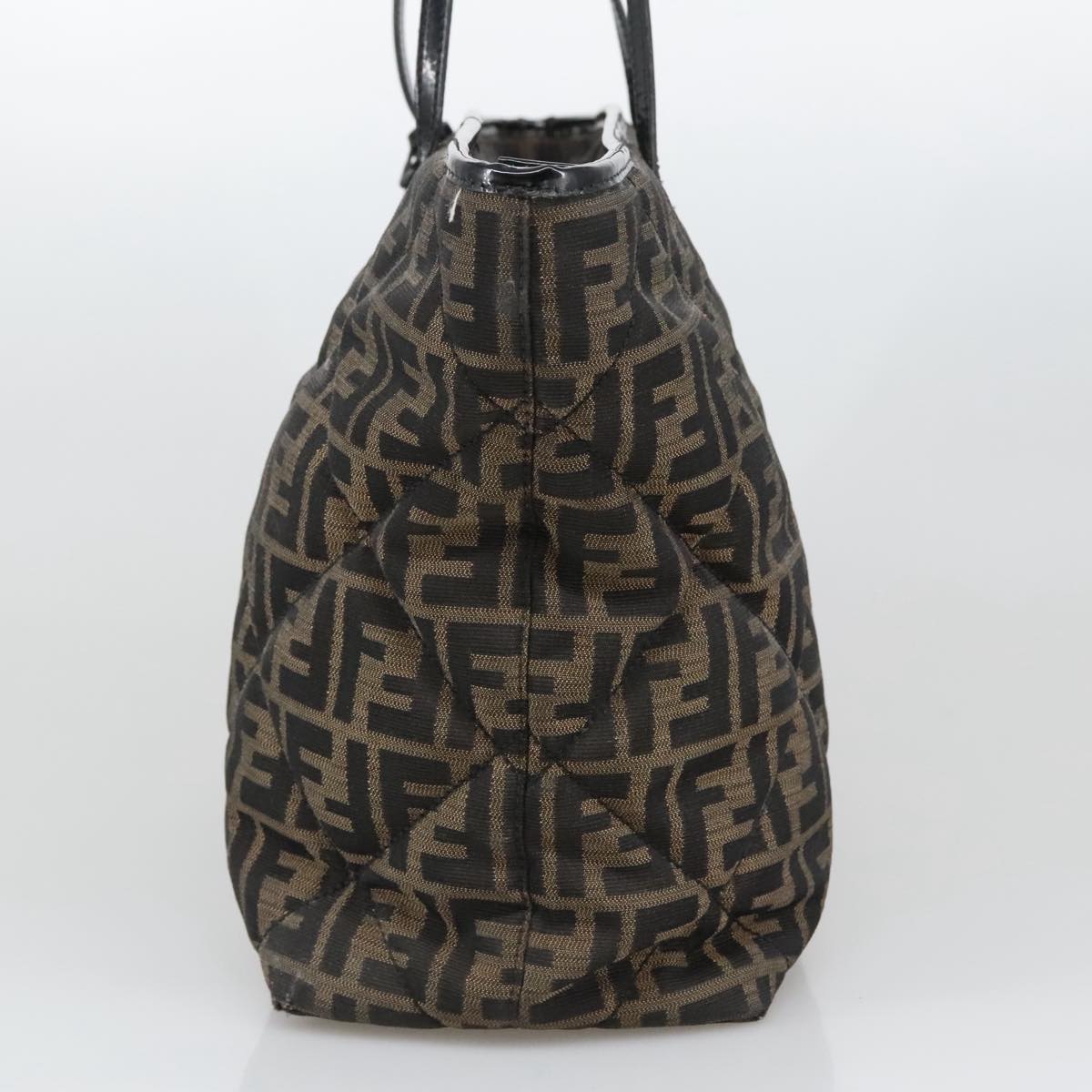 FENDI Zucca Canvas Quilted Tote Bag Brown Black105094