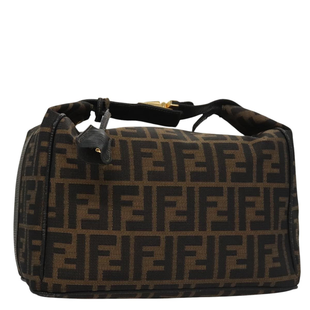 FENDI Zucca Canvas Vanity Hand Bag Brown Black gold105251