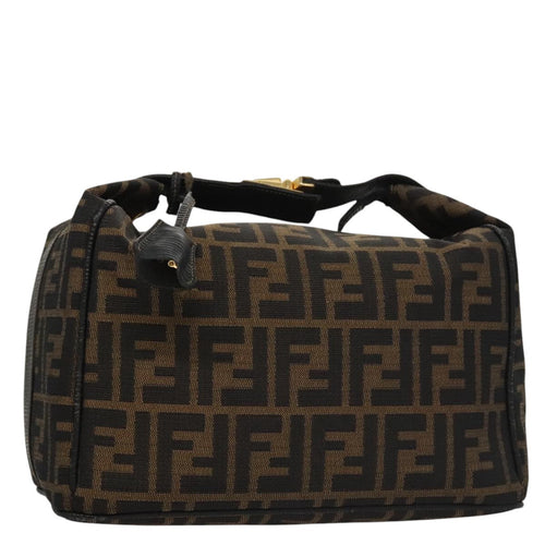 FENDI Zucca Canvas Vanity Hand Bag Brown Black gold105251