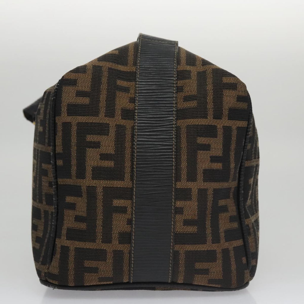 FENDI Zucca Canvas Vanity Hand Bag Brown Black gold105251