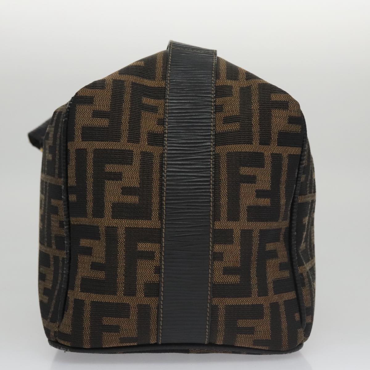FENDI Zucca Canvas Vanity Hand Bag Brown Black gold105251