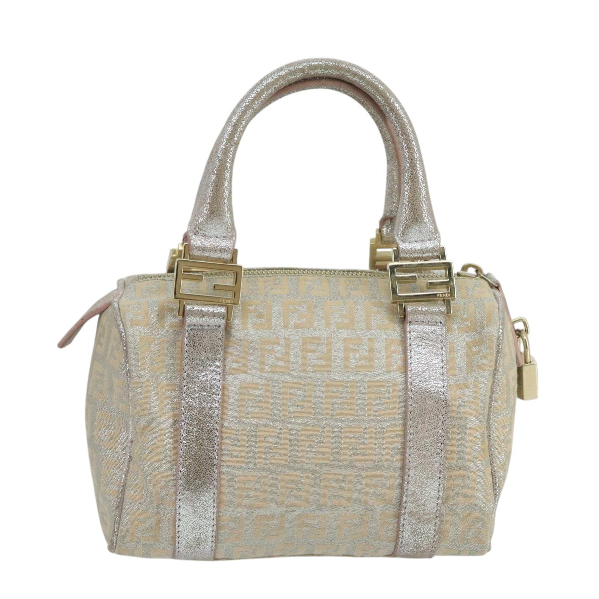 FENDI Zucchino Canvas Hand Bag Silver105253