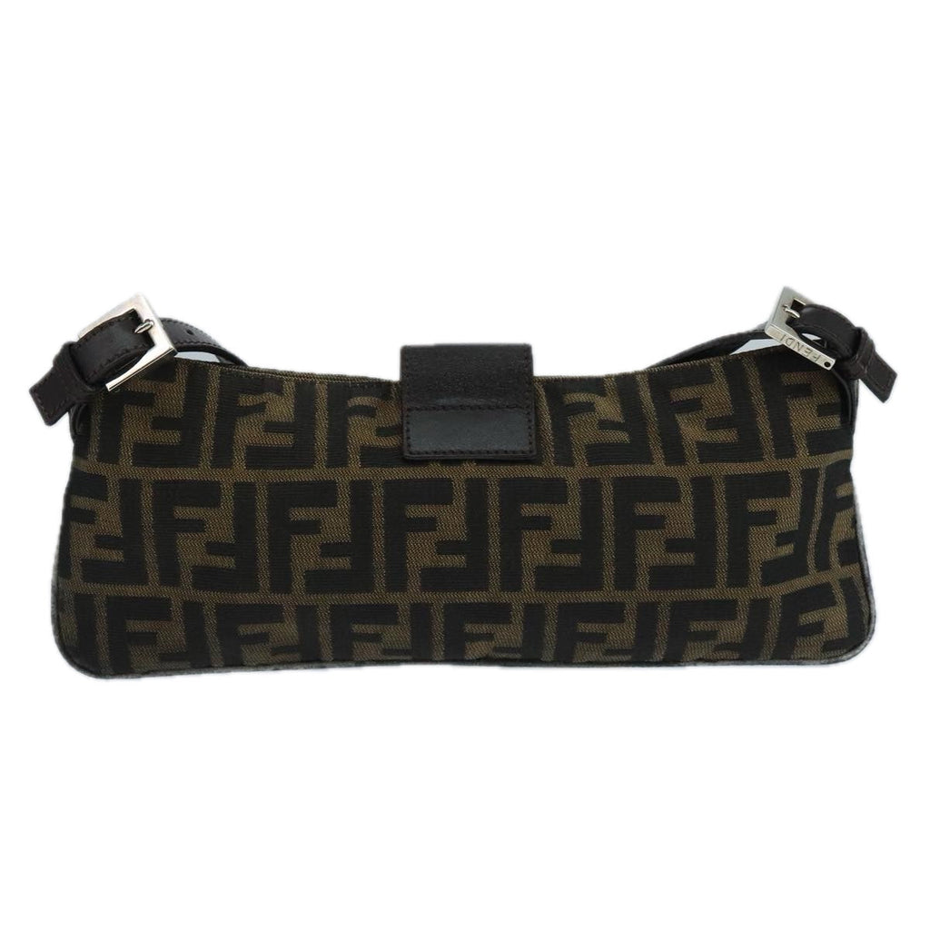 FENDI Zucca Canvas Mamma Shoulder Bag Brown Black Gold105316