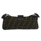 FENDI Zucca Canvas Mamma Shoulder Bag Brown Black Gold105316