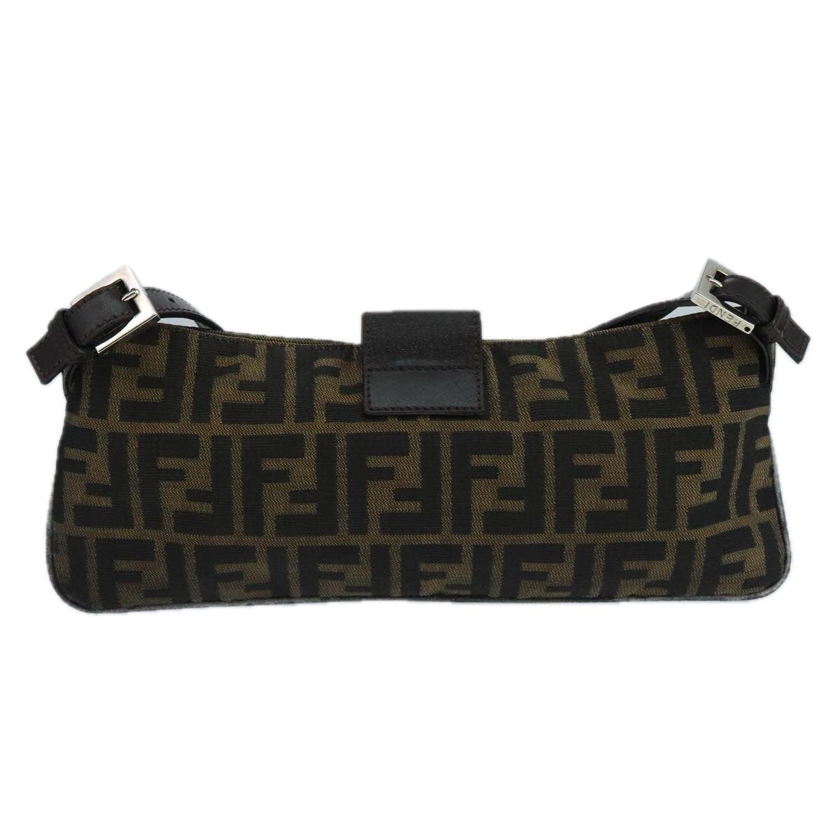 FENDI Zucca Canvas Mamma Shoulder Bag Brown Black Gold105316