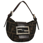 FENDI Zucca Canvas Mini Croissant Hand Bag Black Brown105350