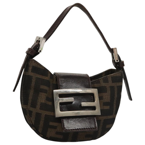 FENDI Zucca Canvas Mini Croissant Hand Bag Black Brown105350