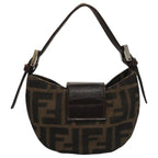 FENDI Zucca Canvas Mini Croissant Hand Bag Black Brown105350