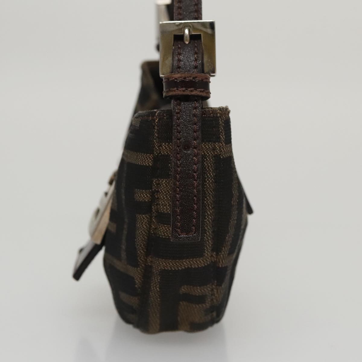 FENDI Zucca Canvas Mini Croissant Hand Bag Black Brown105350