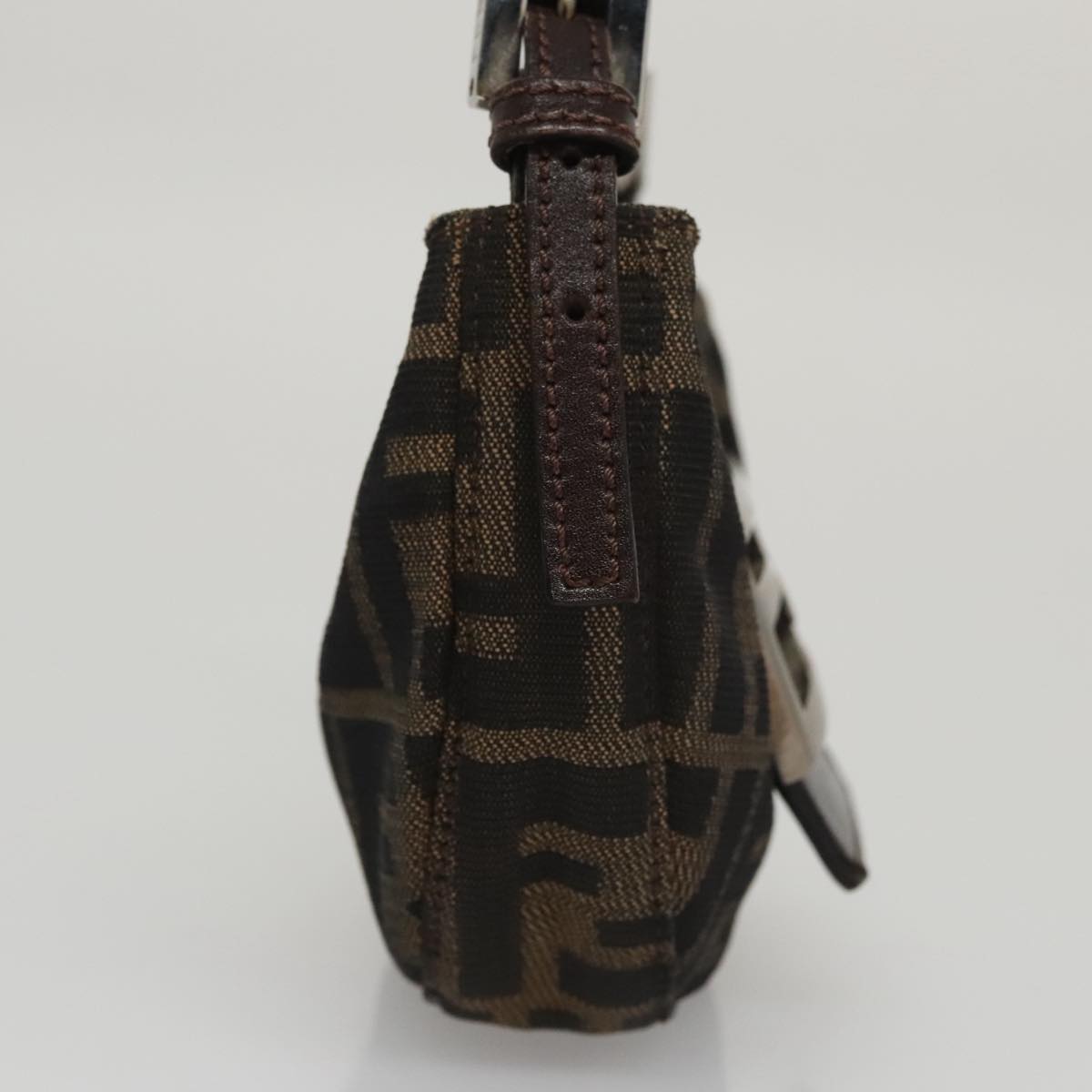 FENDI Zucca Canvas Mini Croissant Hand Bag Black Brown105350