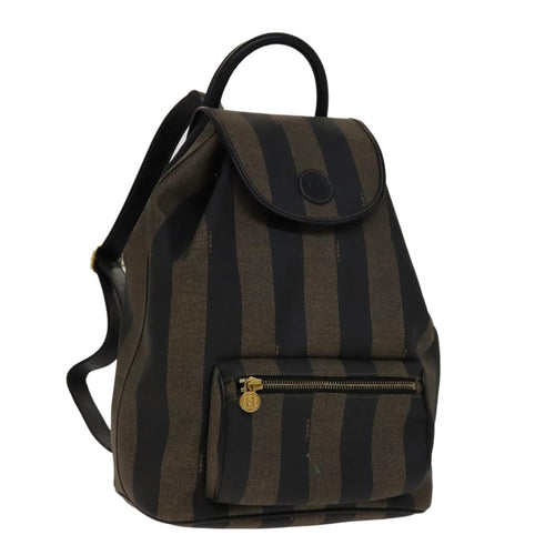 FENDI Pecan Canvas Backpack PVC Brown Black Gold105418