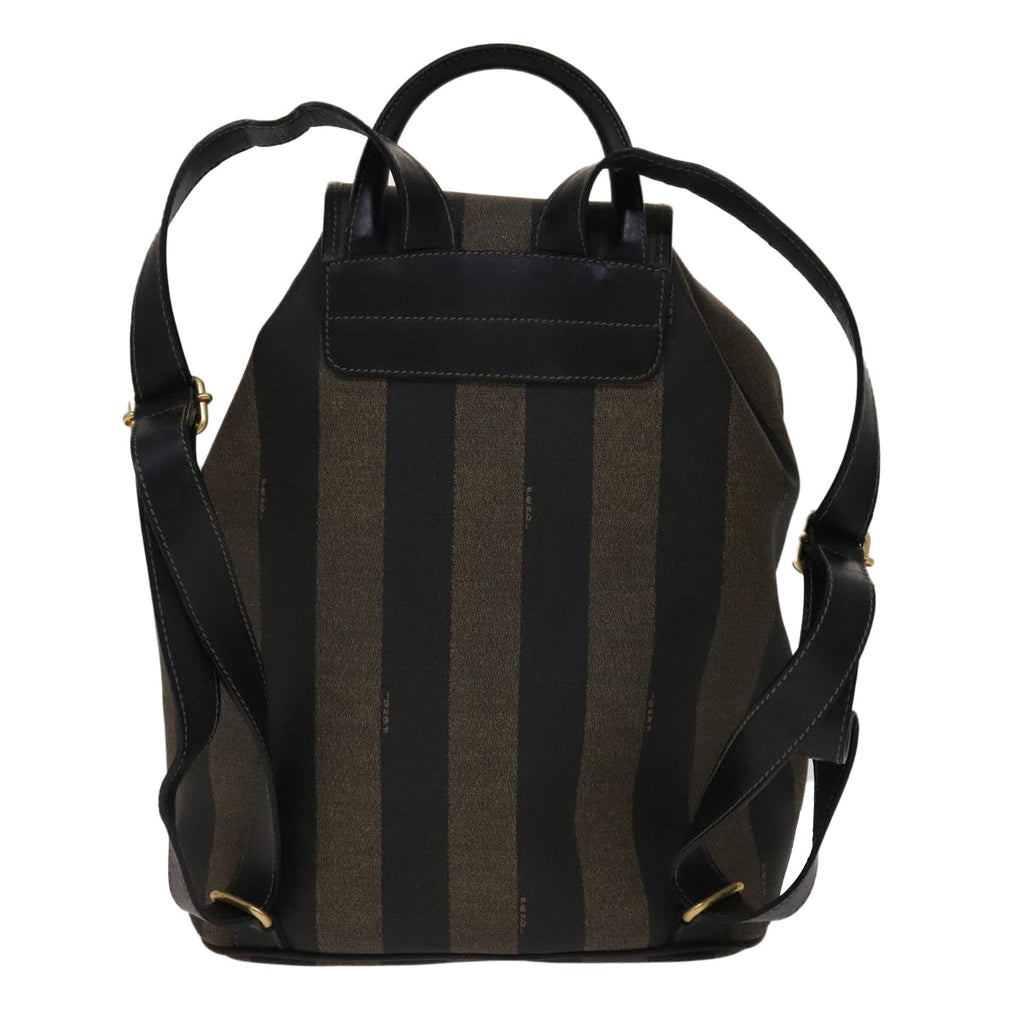 FENDI Pecan Canvas Backpack PVC Brown Black Gold105418