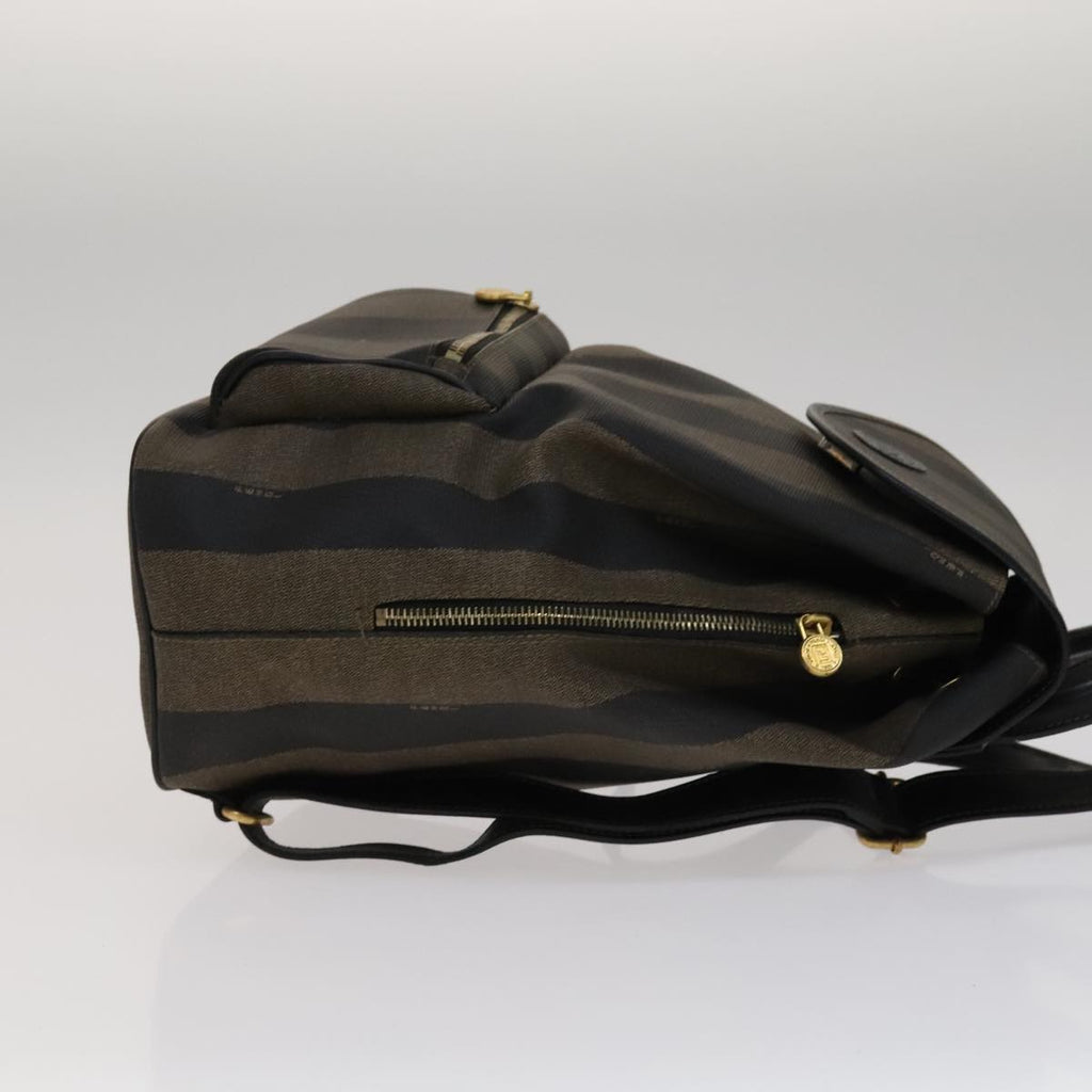 FENDI Pecan Canvas Backpack PVC Brown Black Gold105418