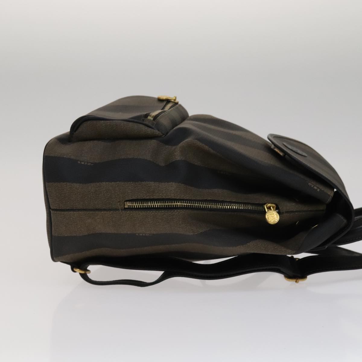 FENDI Pecan Canvas Backpack PVC Brown Black Gold105418