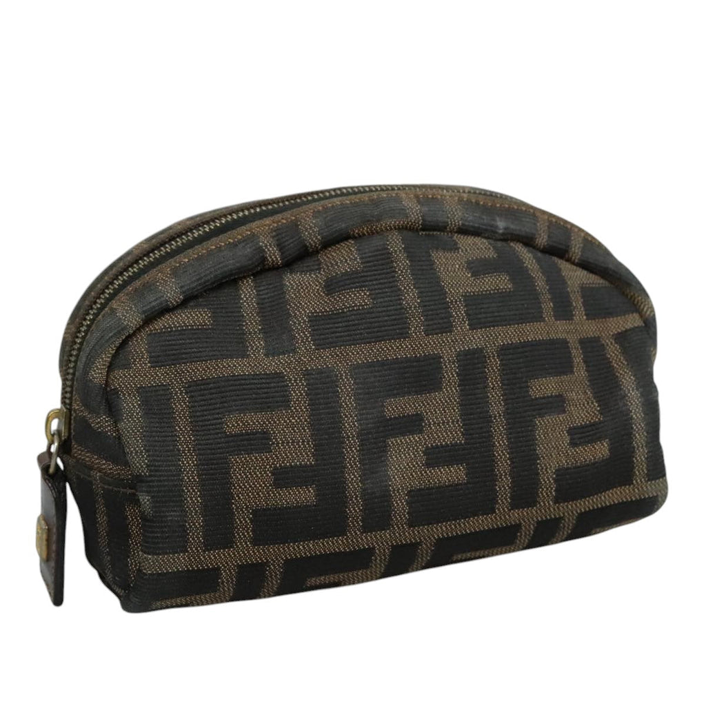 FENDI Zucca Canvas Pouch Brown Black Gold105658
