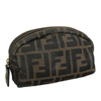 FENDI Zucca Canvas Pouch Brown Black Gold105658