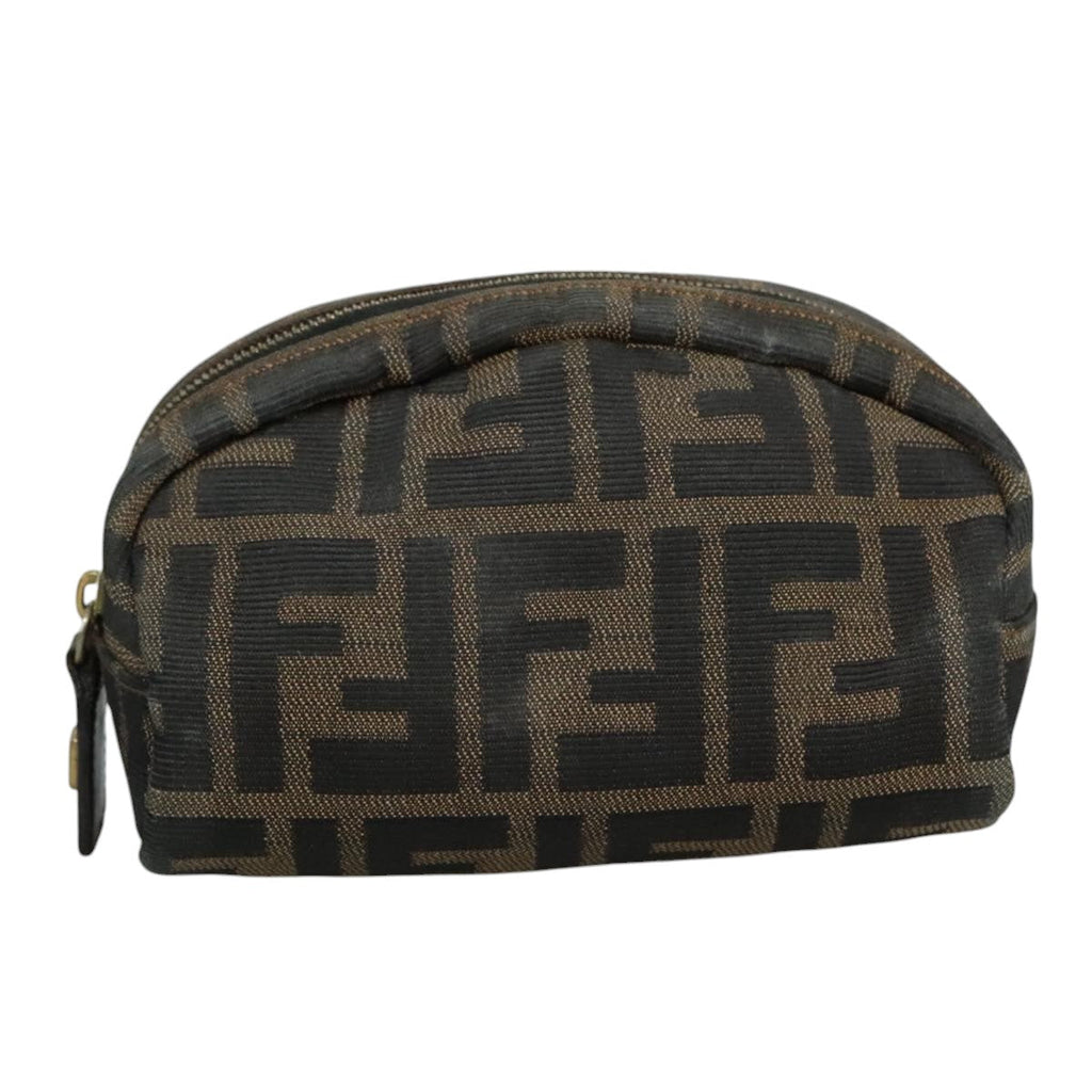 FENDI Zucca Canvas Pouch Brown Black Gold105658