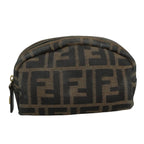 FENDI Zucca Canvas Pouch Brown Black Gold105658