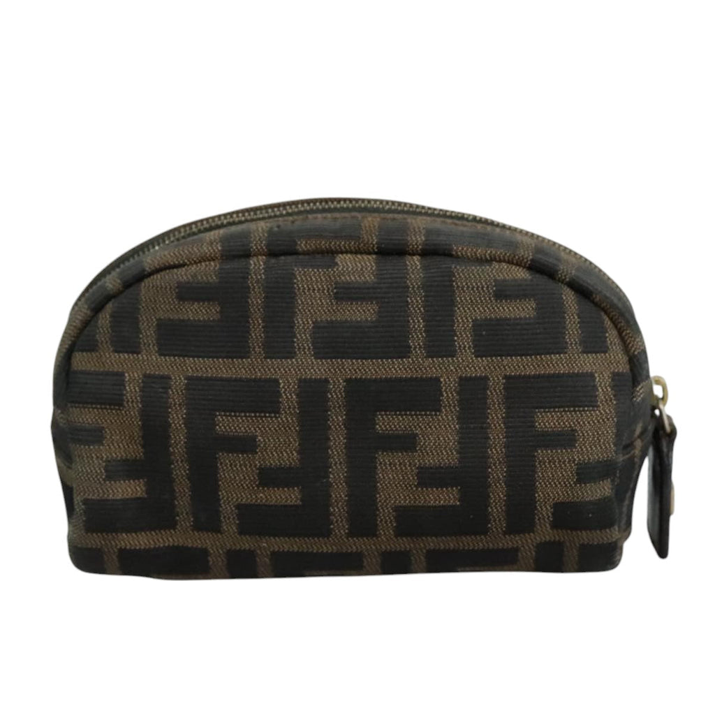 FENDI Zucca Canvas Pouch Brown Black Gold105658