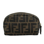 FENDI Zucca Canvas Pouch Brown Black Gold105658