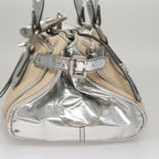 Chloe Paddington Hand Bag Canvas Leather Beige Silver 105762