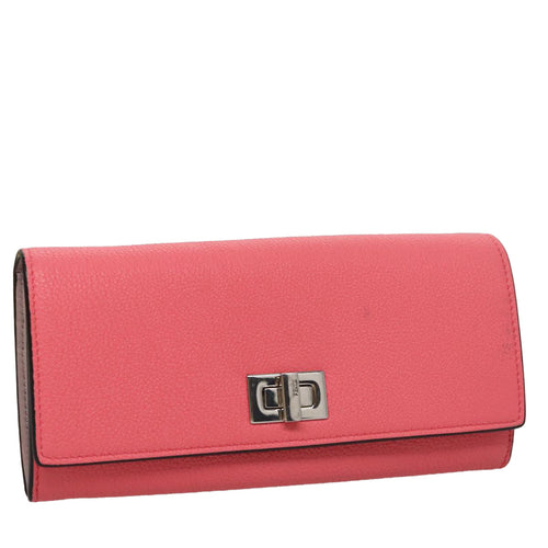 FENDI Peek A Boo Long Wallet Leather Pink 8M0427105907