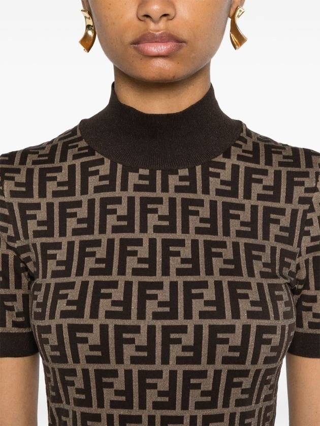 Fendi FF Cotton Midi Dress Brown