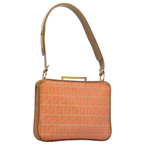 FENDI Zucchino Canvas Shoulder Bag Enamel Gold Orange106076