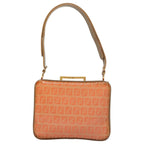 FENDI Zucchino Canvas Shoulder Bag Enamel Gold Orange106076
