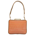 FENDI Zucchino Canvas Shoulder Bag Enamel Gold Orange106076