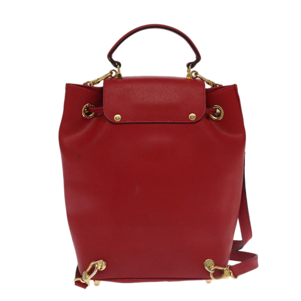 FENDI Backpack Leather Red Gold106152