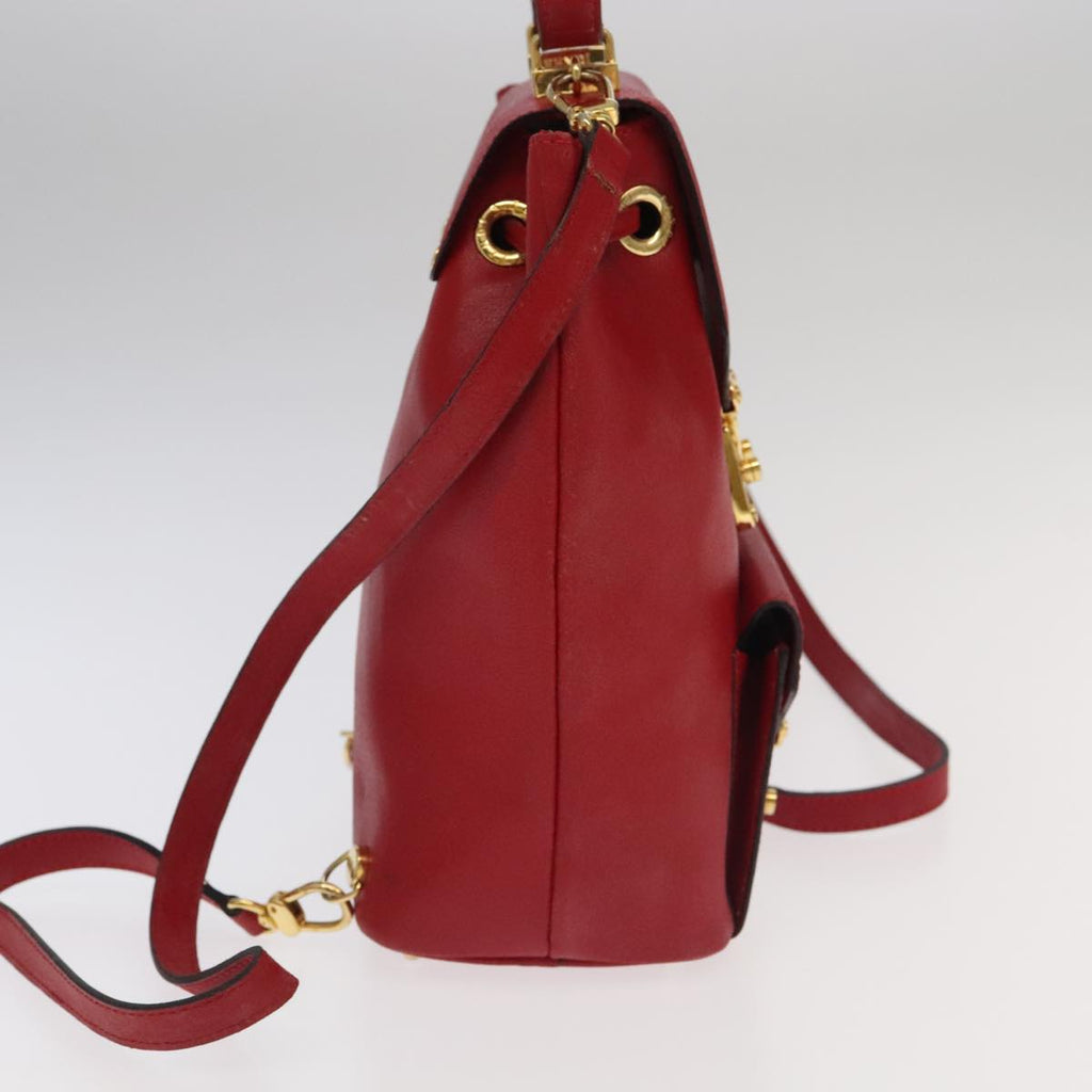 FENDI Backpack Leather Red Gold106152