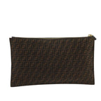 FENDI Zucchino Canvas Clutch Bag Brown106217
