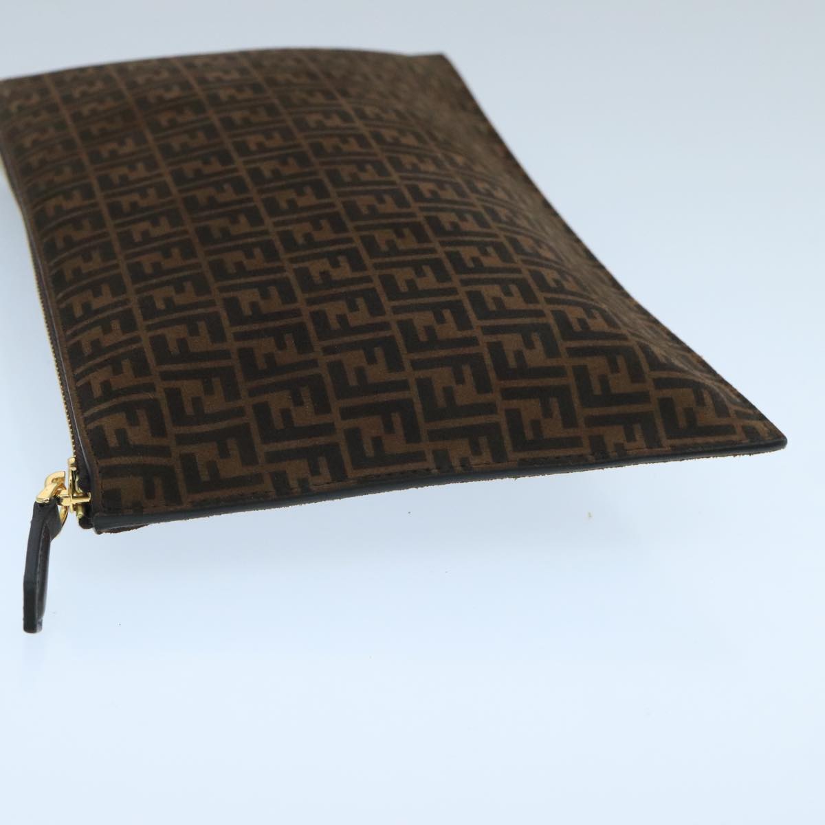 FENDI Zucchino Canvas Clutch Bag Brown106217