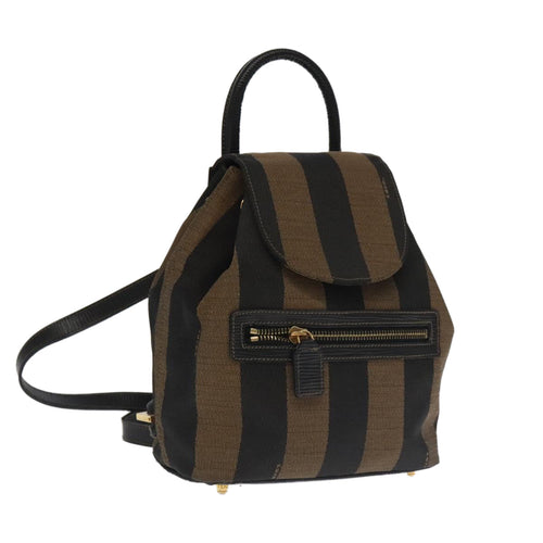 FENDI Pecan Canvas Backpack Beige Black Gold106338