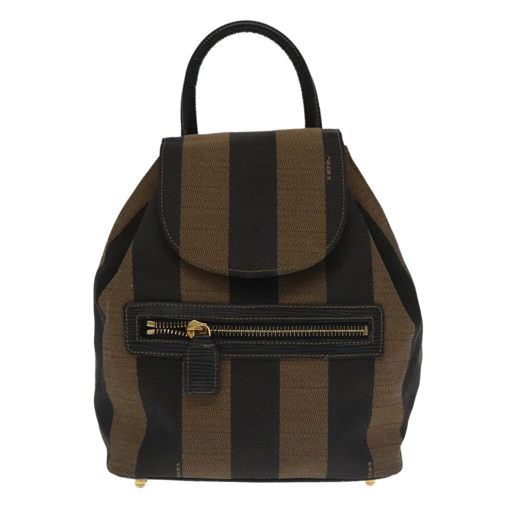 FENDI Pecan Canvas Backpack Beige Black Gold106338