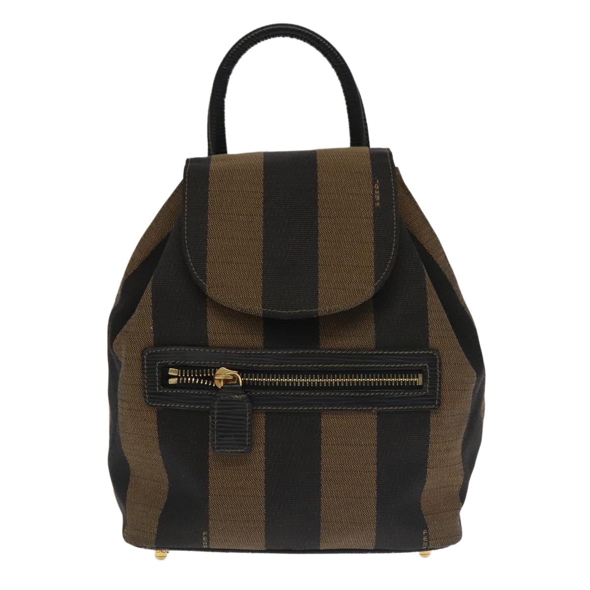 FENDI Pecan Canvas Backpack Beige Black Gold106338