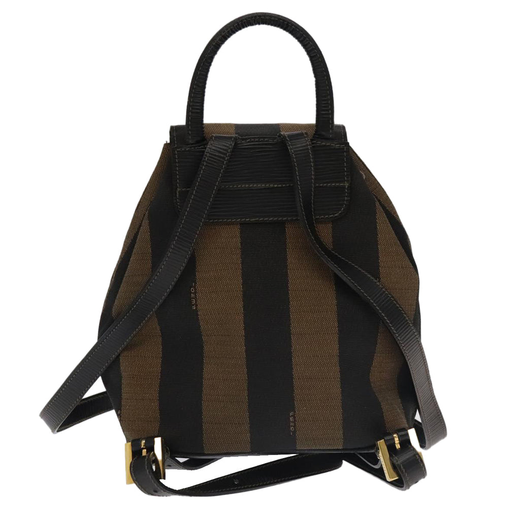 FENDI Pecan Canvas Backpack Beige Black Gold106338