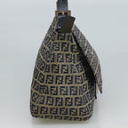 FENDI Zucchino Canvas Mamma Baguette Shoulder Bag Navy Silver106348