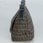FENDI Zucchino Canvas Mamma Baguette Shoulder Bag Navy Silver106348