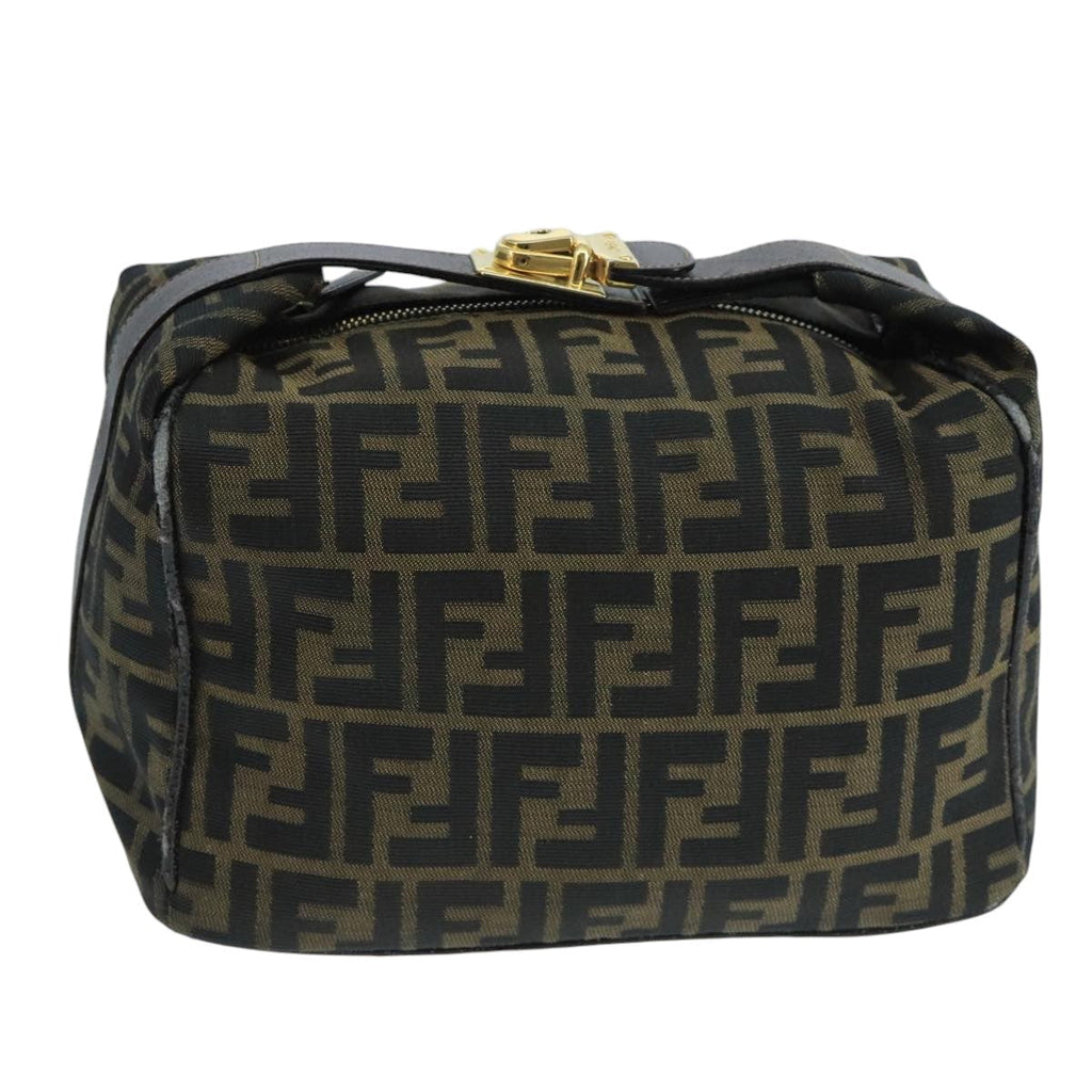 FENDI Zucca Canvas Vanity Pouch Brown Black106349