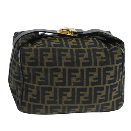 FENDI Zucca Canvas Vanity Pouch Brown Black106349