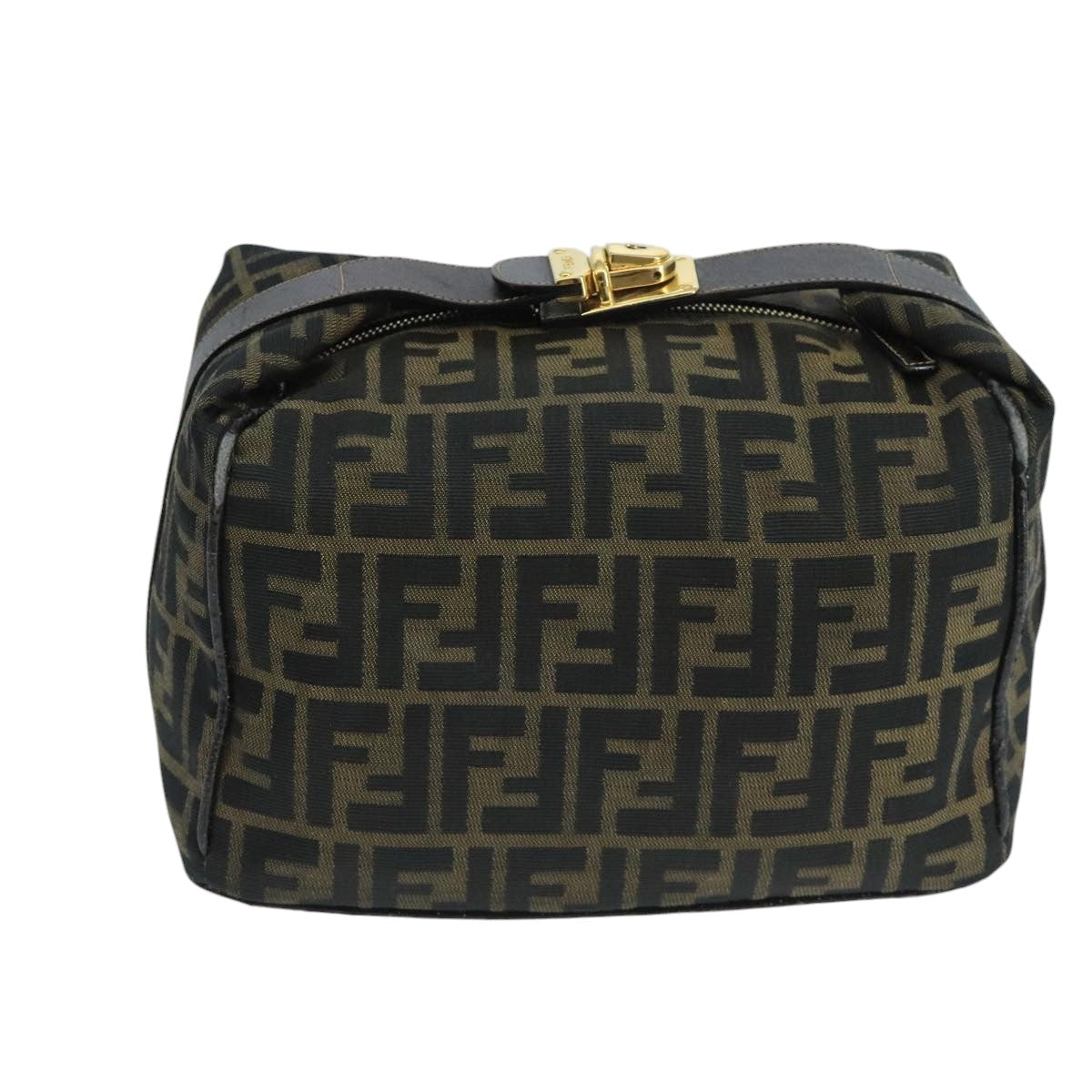 FENDI Zucca Canvas Vanity Pouch Brown Black106349