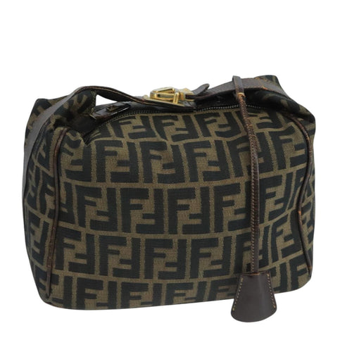 FENDI Zucca Canvas Vanity Pouch Brown Black106382