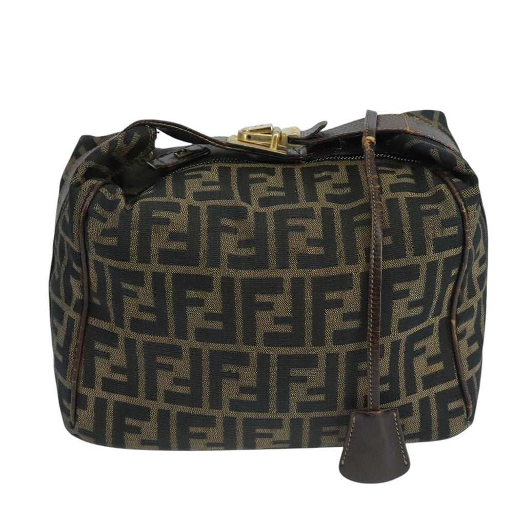 FENDI Zucca Canvas Vanity Pouch Brown Black106382