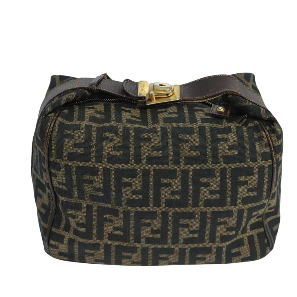 FENDI Zucca Canvas Vanity Pouch Brown Black106382
