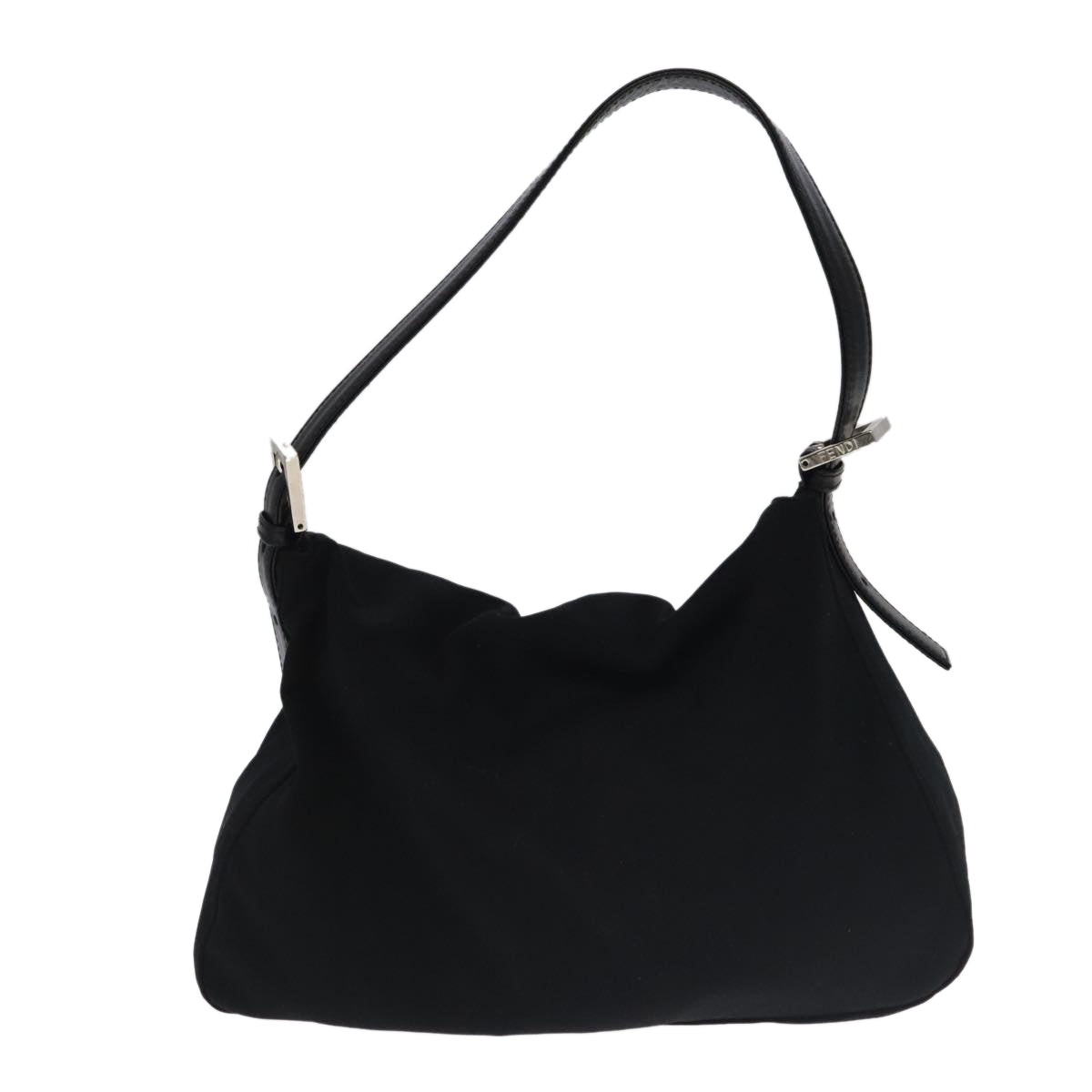 FENDI Mamma Baguette Shoulder Bag Nylon Black Silver106524